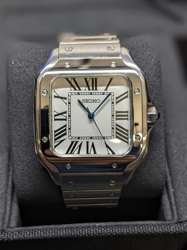 39mm Seiko White Dial Santos