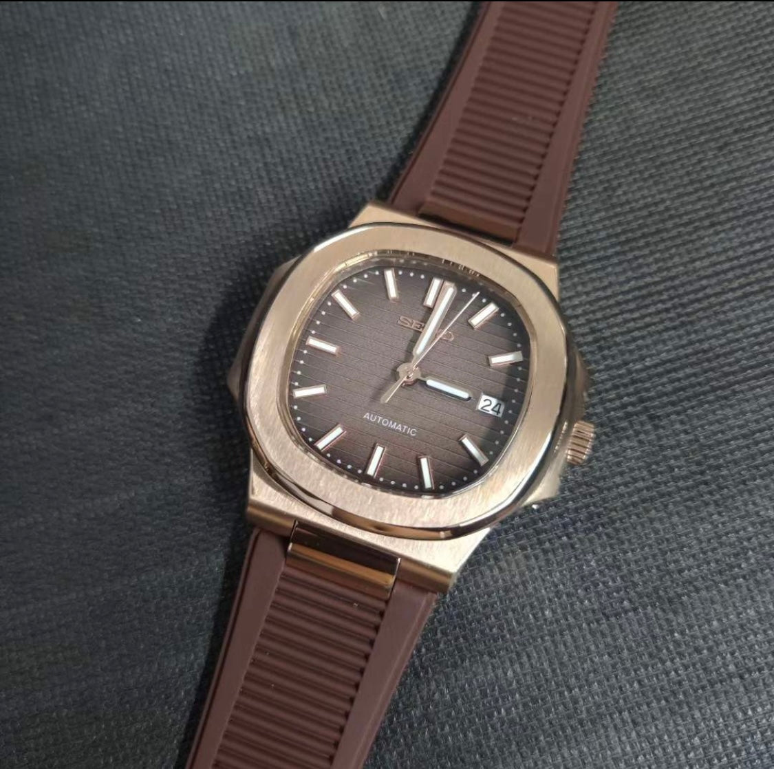 Seiko Rose Gold Gradient Brown Dial (Strap)